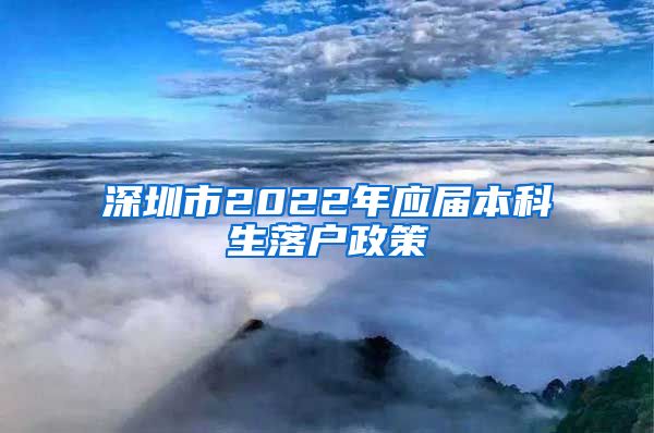 深圳市2022年应届本科生落户政策