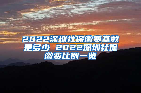 2022深圳社保缴费基数是多少 2022深圳社保缴费比例一览