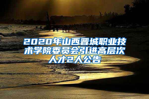 2020年山西晋城职业技术学院委员会引进高层次人才2人公告