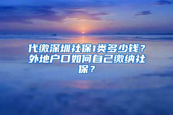 代缴深圳社保1类多少钱？外地户口如何自己缴纳社保？