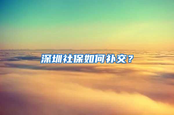 深圳社保如何补交？