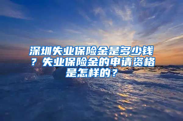 深圳失业保险金是多少钱？失业保险金的申请资格是怎样的？