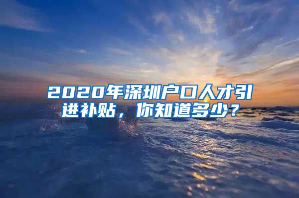 2020年深圳户口人才引进补贴，你知道多少？