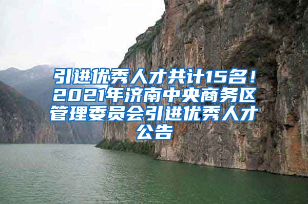 引进优秀人才共计15名！2021年济南中央商务区管理委员会引进优秀人才公告