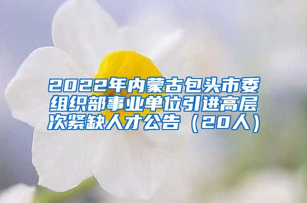 2022年内蒙古包头市委组织部事业单位引进高层次紧缺人才公告（20人）