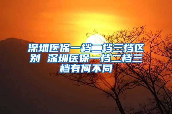 深圳医保一档二档三档区别 深圳医保一档二档三档有何不同