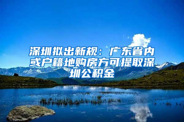 深圳拟出新规：广东省内或户籍地购房方可提取深圳公积金