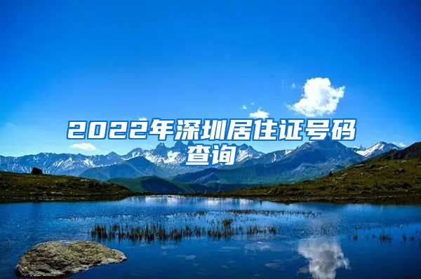 2022年深圳居住证号码查询