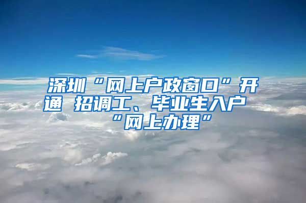 深圳“网上户政窗口”开通 招调工、毕业生入户“网上办理”