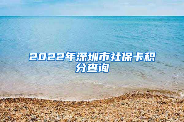 2022年深圳市社保卡积分查询