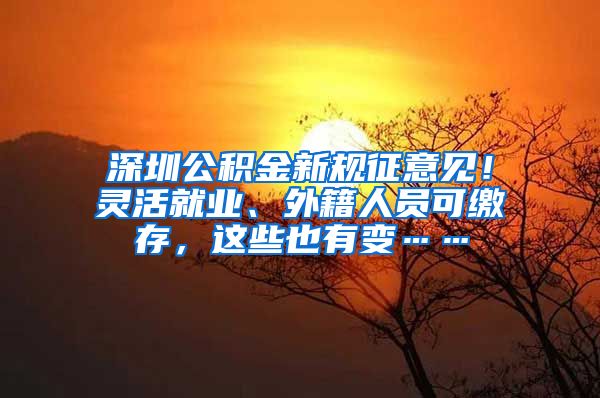 深圳公积金新规征意见！灵活就业、外籍人员可缴存，这些也有变……