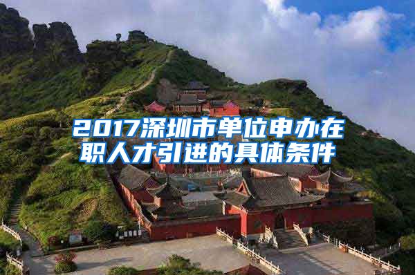 2017深圳市单位申办在职人才引进的具体条件