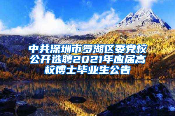 中共深圳市罗湖区委党校公开选聘2021年应届高校博士毕业生公告