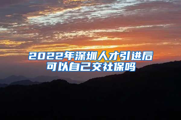 2022年深圳人才引进后可以自己交社保吗