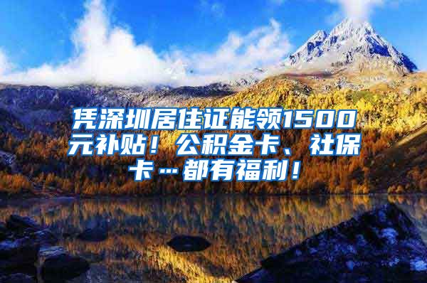 凭深圳居住证能领1500元补贴！公积金卡、社保卡…都有福利！