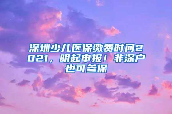 深圳少儿医保缴费时间2021，明起申报！非深户也可参保