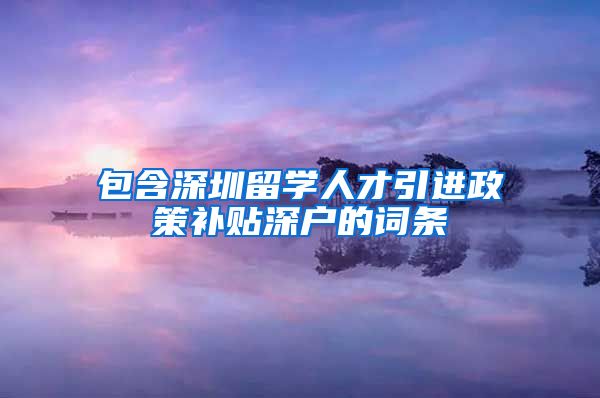 包含深圳留学人才引进政策补贴深户的词条