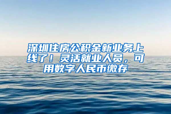 深圳住房公积金新业务上线了！灵活就业人员，可用数字人民币缴存