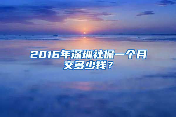 2016年深圳社保一个月交多少钱？