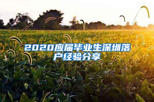 2020应届毕业生深圳落户经验分享