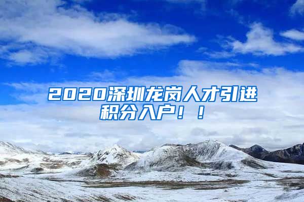 2020深圳龙岗人才引进积分入户！！