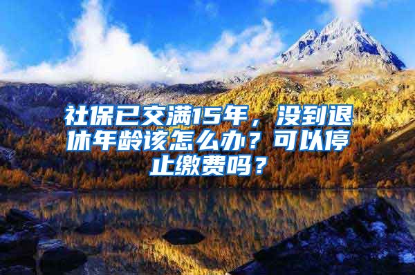 社保已交满15年，没到退休年龄该怎么办？可以停止缴费吗？