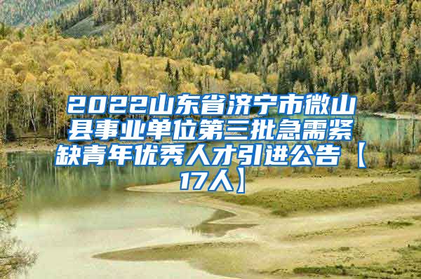 2022山东省济宁市微山县事业单位第三批急需紧缺青年优秀人才引进公告【17人】