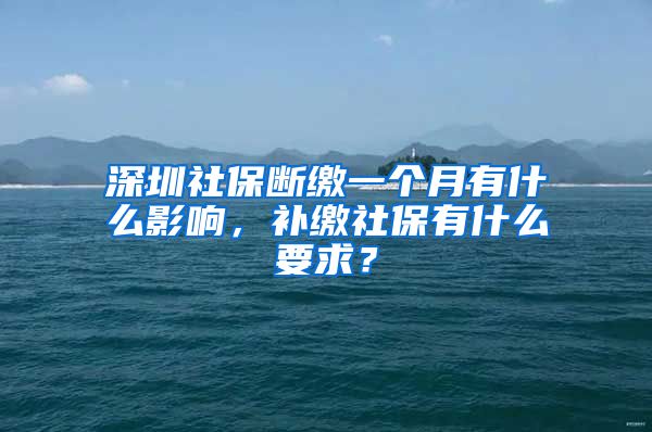 深圳社保断缴一个月有什么影响，补缴社保有什么要求？