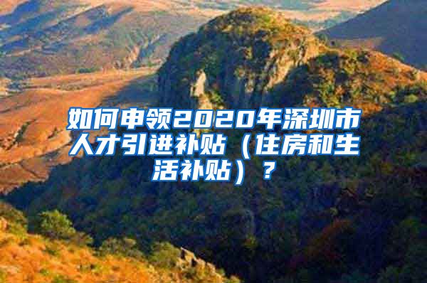 如何申领2020年深圳市人才引进补贴（住房和生活补贴）？