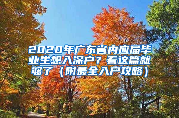 2020年广东省内应届毕业生想入深户？看这篇就够了（附最全入户攻略）