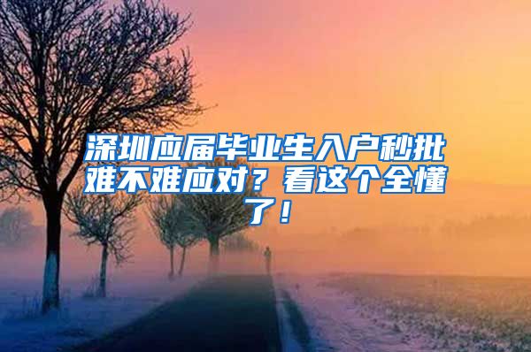 深圳应届毕业生入户秒批难不难应对？看这个全懂了！