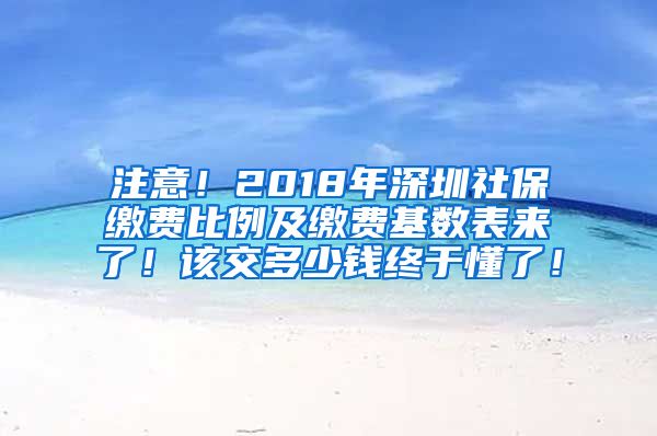 注意！2018年深圳社保缴费比例及缴费基数表来了！该交多少钱终于懂了！