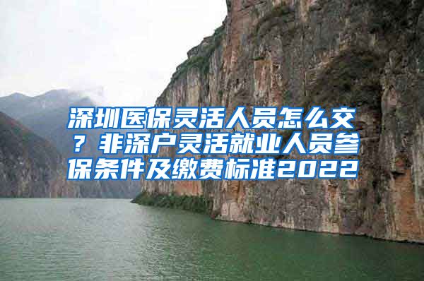 深圳医保灵活人员怎么交？非深户灵活就业人员参保条件及缴费标准2022