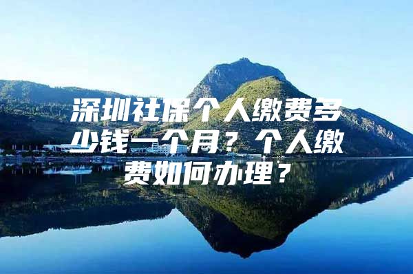 深圳社保个人缴费多少钱一个月？个人缴费如何办理？