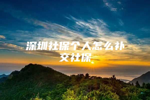 深圳社保个人怎么补交社保