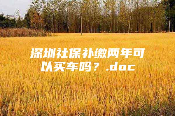 深圳社保补缴两年可以买车吗？.doc