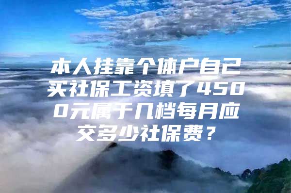 本人挂靠个体户自己买社保工资填了4500元属于几档每月应交多少社保费？