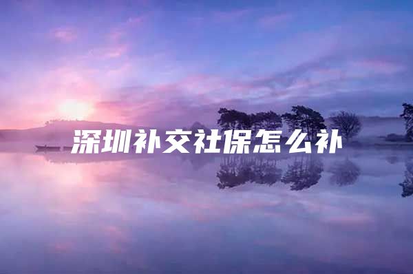 深圳补交社保怎么补