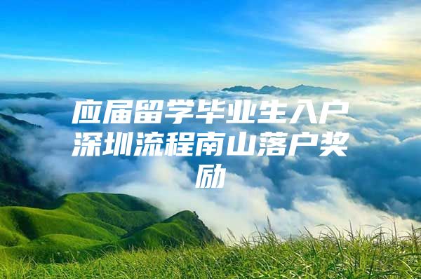 应届留学毕业生入户深圳流程南山落户奖励