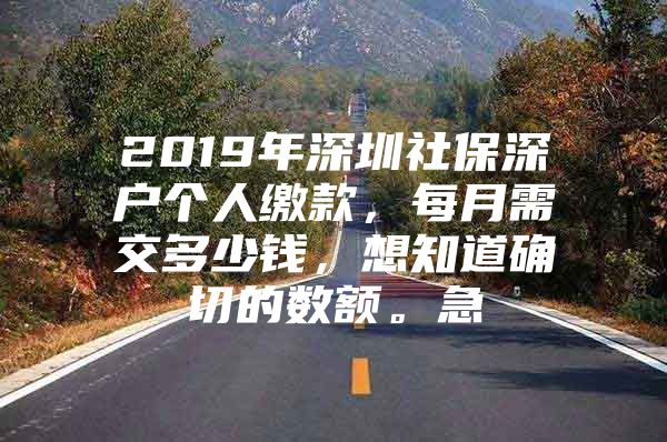 2019年深圳社保深户个人缴款，每月需交多少钱，想知道确切的数额。急