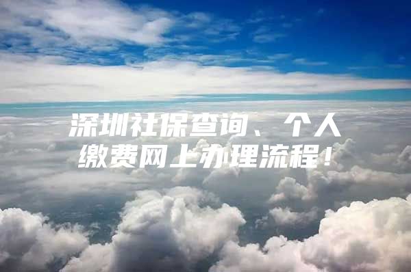 深圳社保查询、个人缴费网上办理流程！