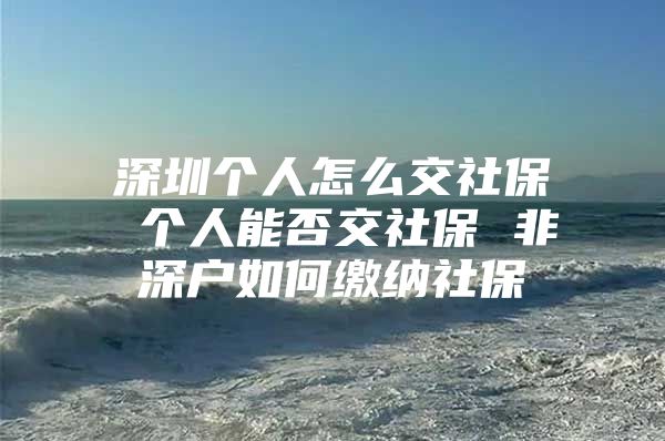 深圳个人怎么交社保 个人能否交社保 非深户如何缴纳社保