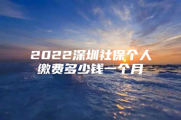 2022深圳社保个人缴费多少钱一个月