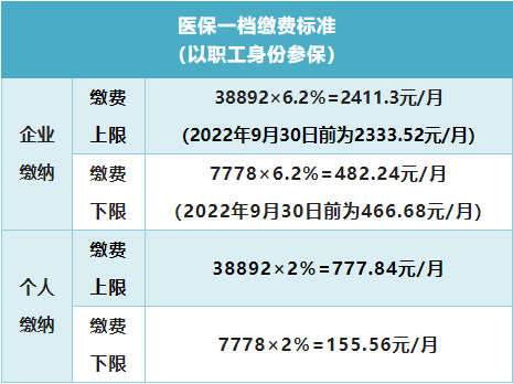 深圳一档医保缴费标准2022