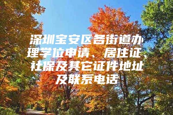 深圳宝安区各街道办理学位申请、居住证、社保及其它证件地址及联系电话