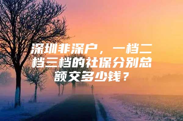 深圳非深户，一档二档三档的社保分别总额交多少钱？