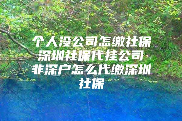 个人没公司怎缴社保 深圳社保代挂公司 非深户怎么代缴深圳社保