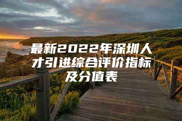 最新2022年深圳人才引进综合评价指标及分值表