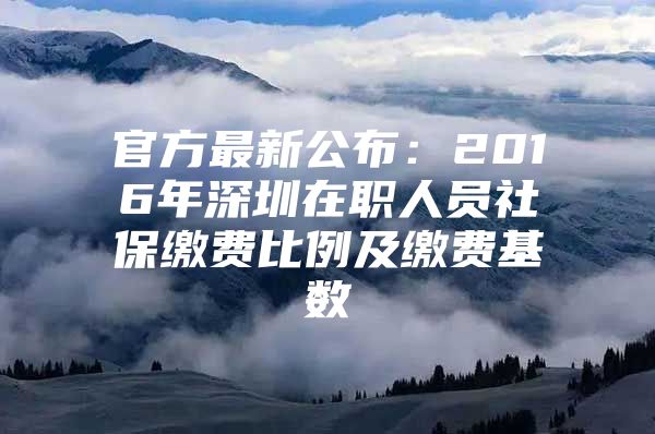 官方最新公布：2016年深圳在职人员社保缴费比例及缴费基数