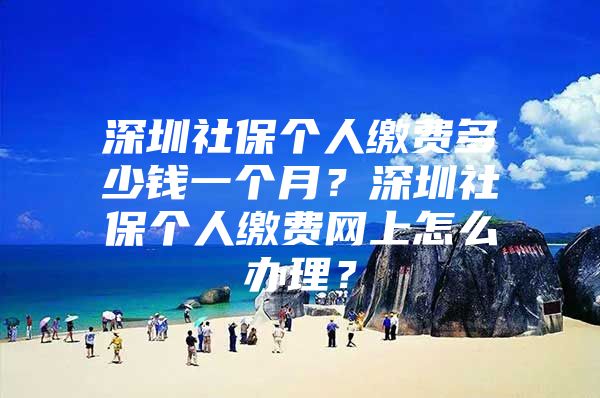 深圳社保个人缴费多少钱一个月？深圳社保个人缴费网上怎么办理？